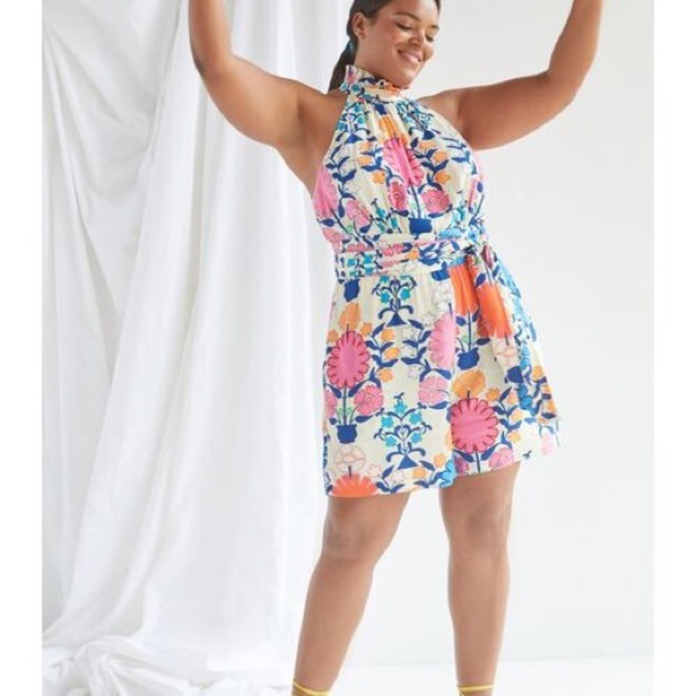 Anthropologie romper extra large XL floral ruffle jumper